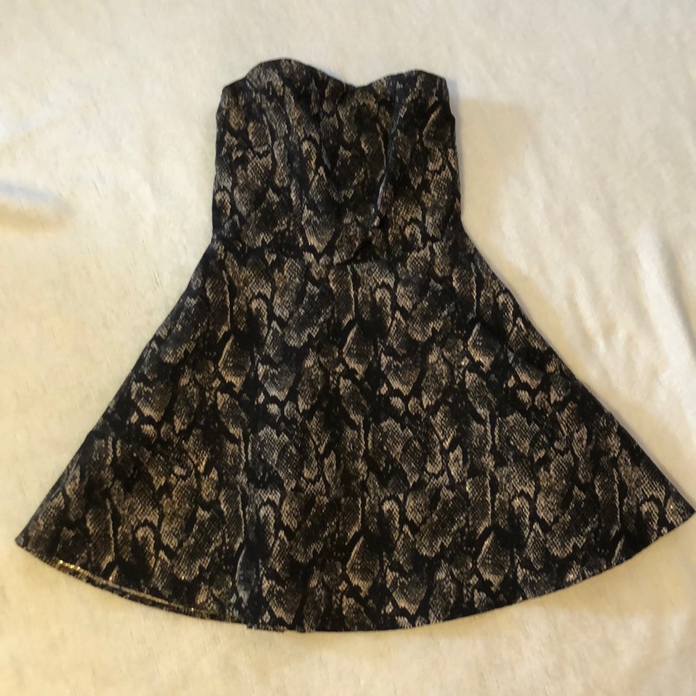Strapless Python Print Cocktail Dress, Size 0 - image 1